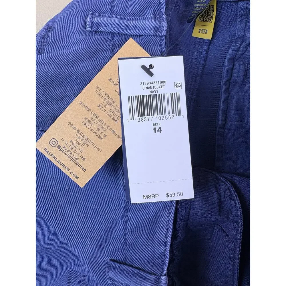 Polo Ralph Lauren Girls Size 14 Chino Shorts Nantucket Navy Blue NWT